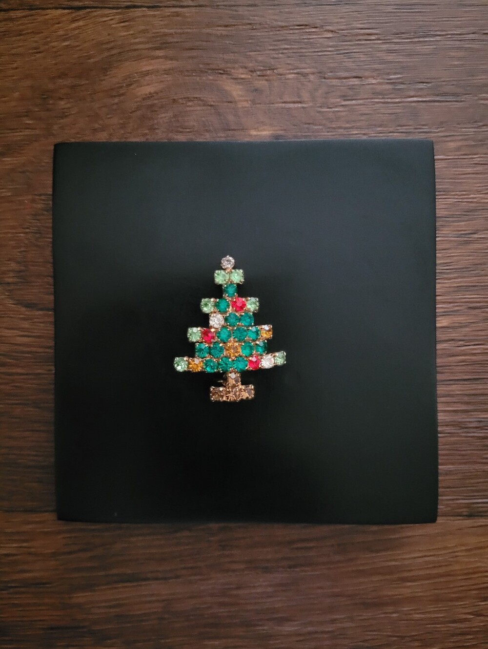 Minimalist Rhinestone Christmas Tree Brooch